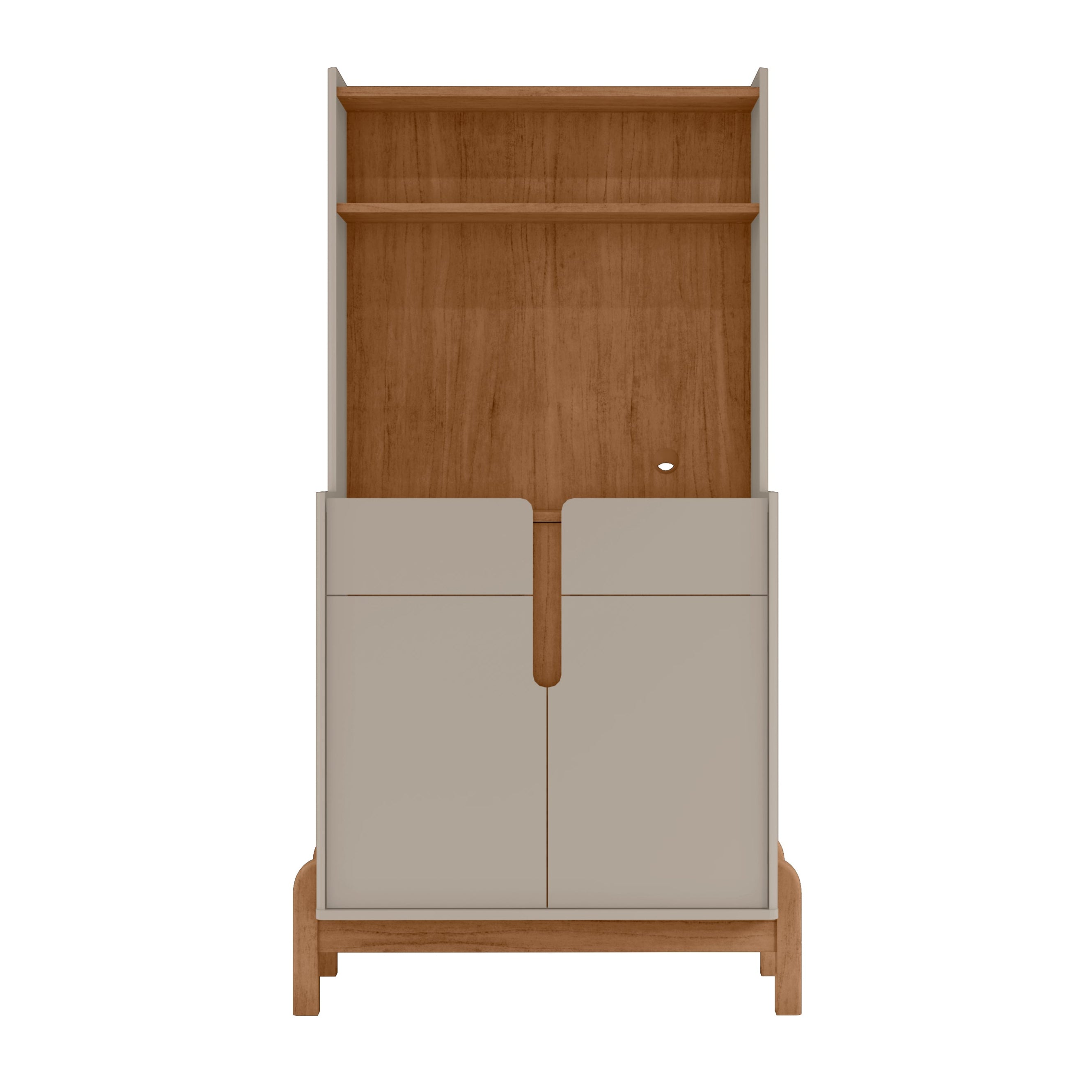 Cantinho Café Lizz com Gaveta 2 Portas Aparador para Decoração Pés de Madeira - LH Móveis