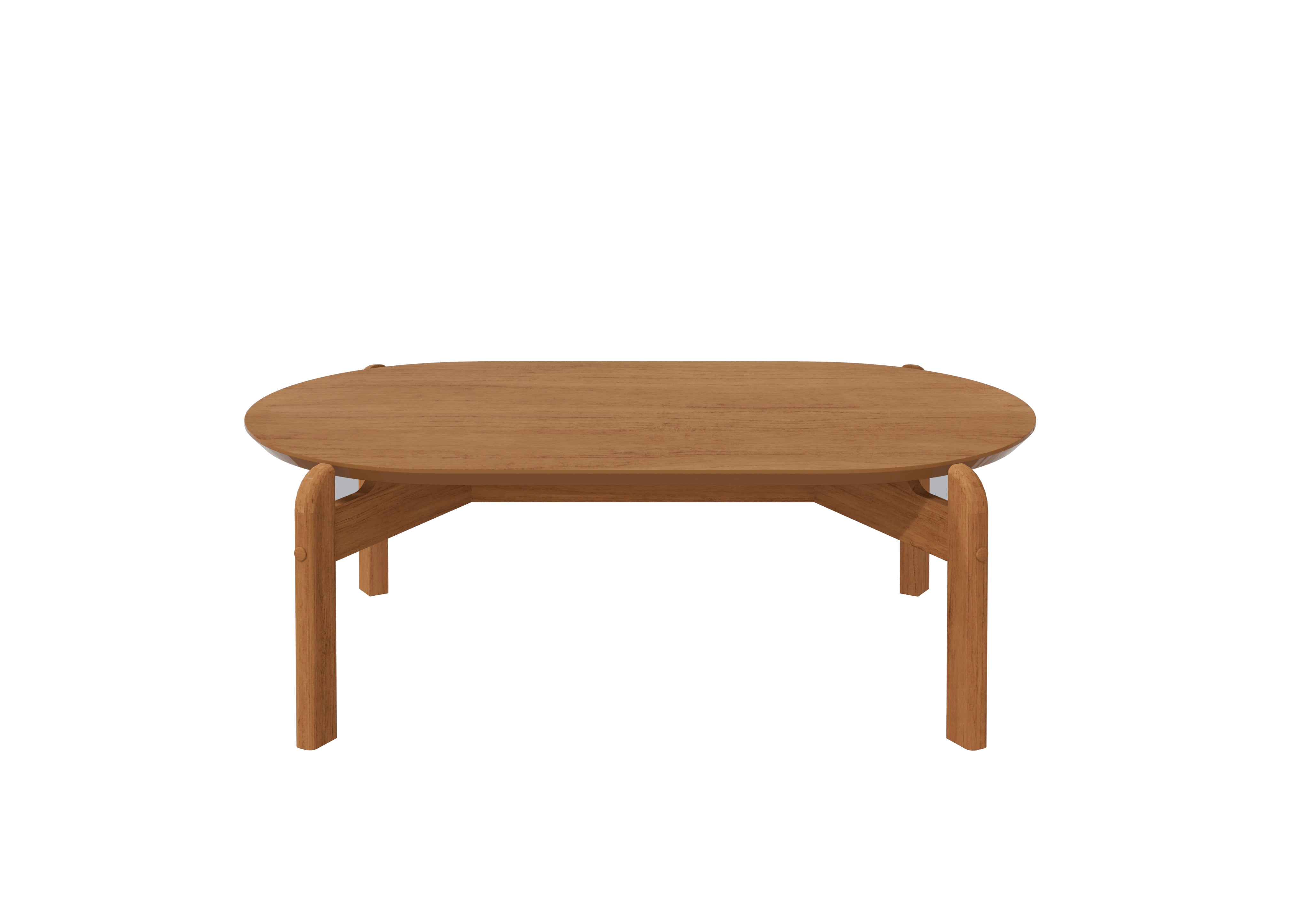 Mesa de Centro Lizz Apoio Base de Madeira Tampo Oblongo Decorativa - LH Móveis