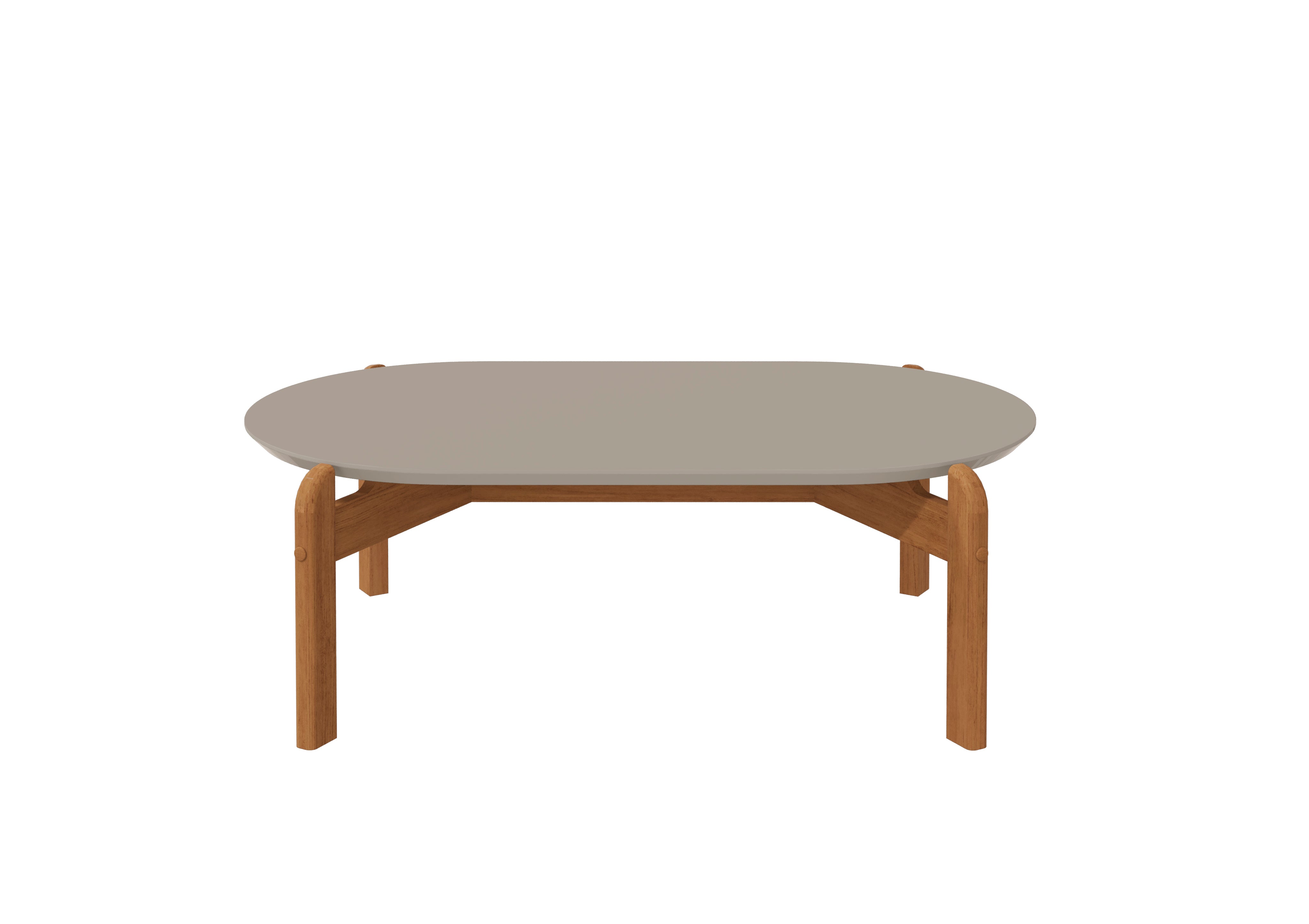 Mesa de Centro Lizz Apoio Base de Madeira Tampo Oblongo Decorativa - LH Móveis