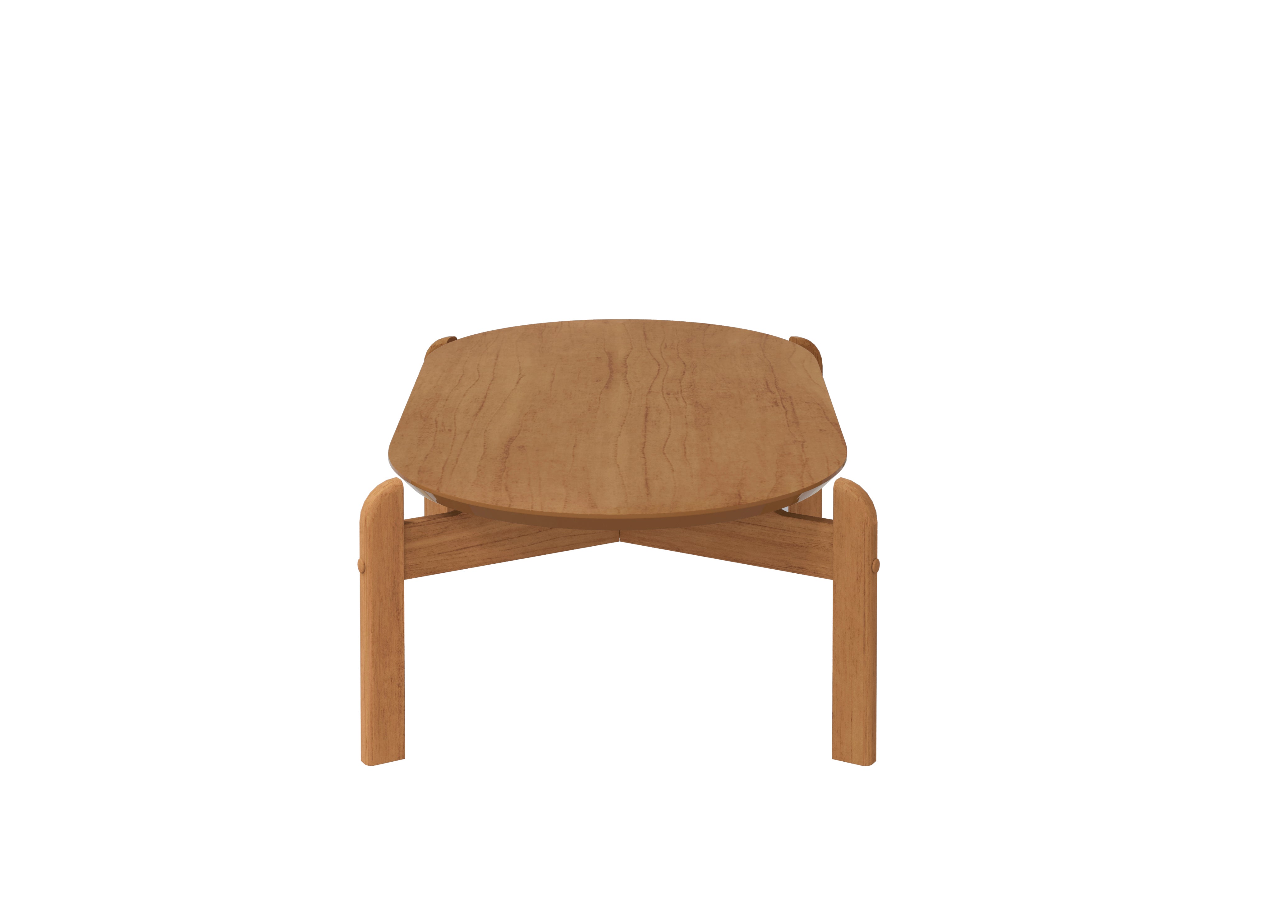 Mesa de Centro Lizz Apoio Base de Madeira Tampo Oblongo Decorativa - LH Móveis