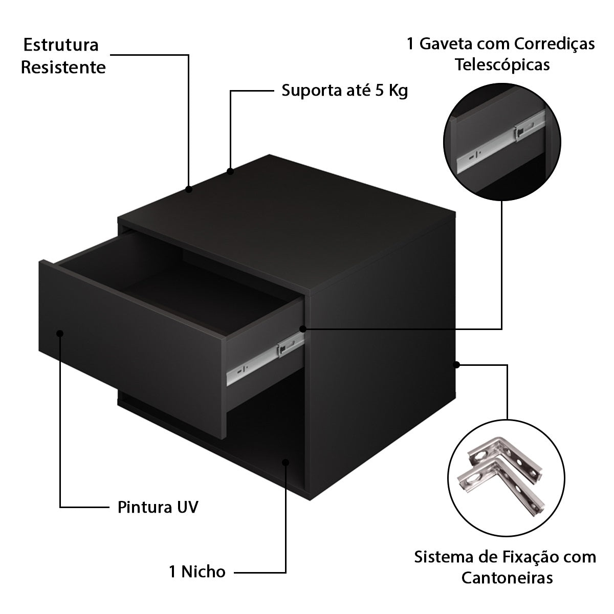 Kit 2 Módulos Ripados 115x52,5 Decorativo Autoadesivo Com Mesa De Cabeceira Suspensa - LH Móveis