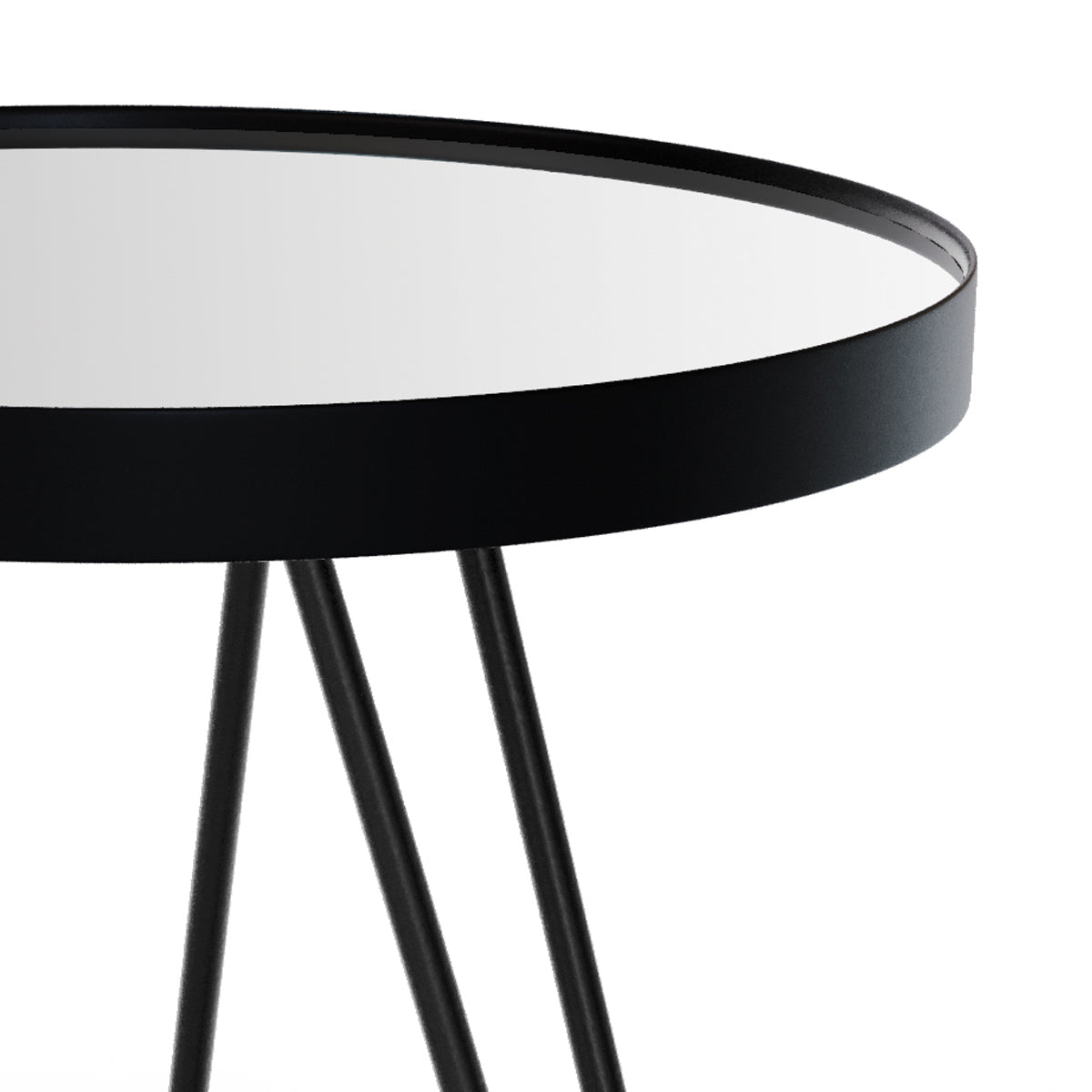 Mesa Lateral Linea Tripé Em Aço Estilo Industrial Tampo Redondo Com Espelho - LH Móveis