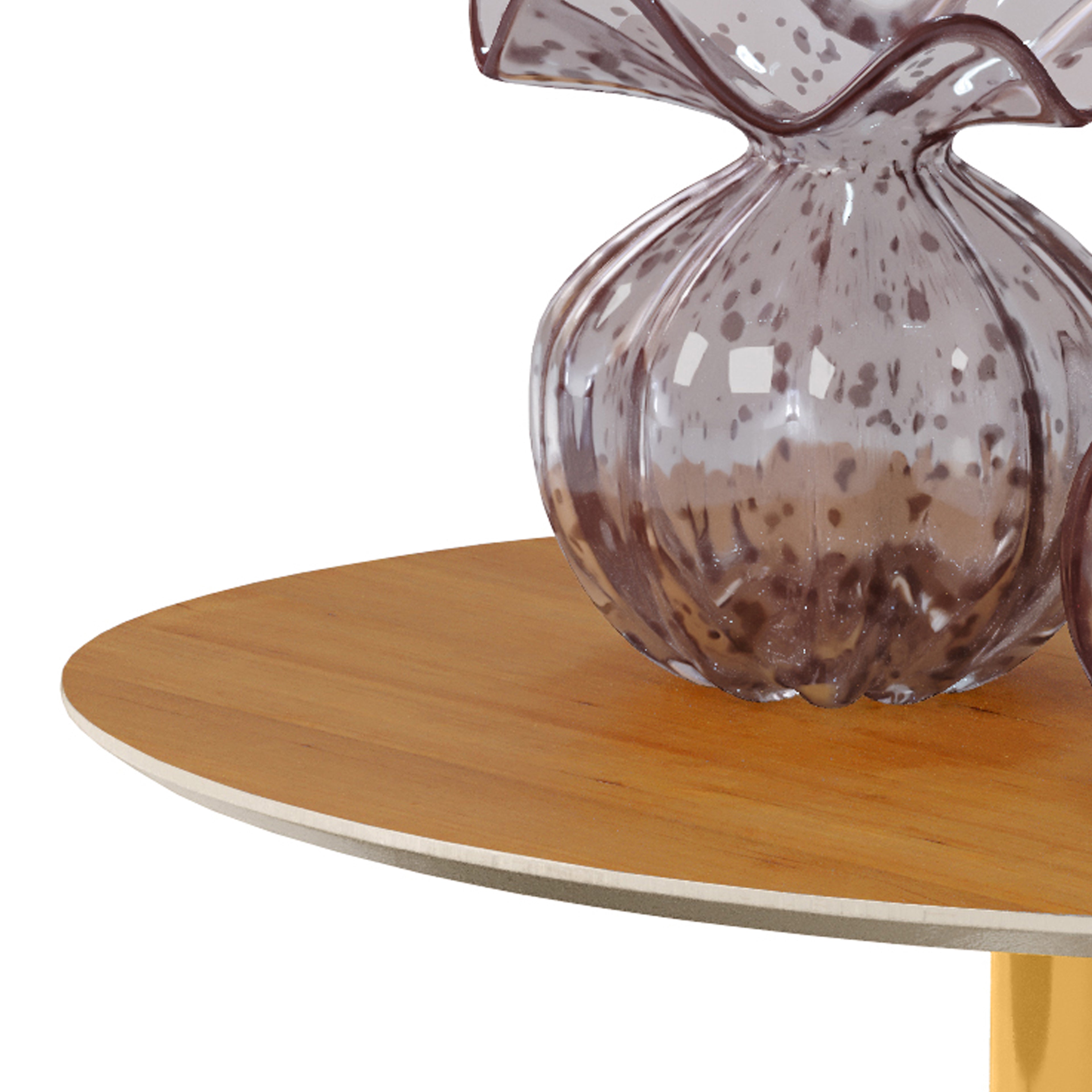 Mesa Lateral Orgânica Vitta Haste em Aço Dourado Unitária em MDF - LH Móveis