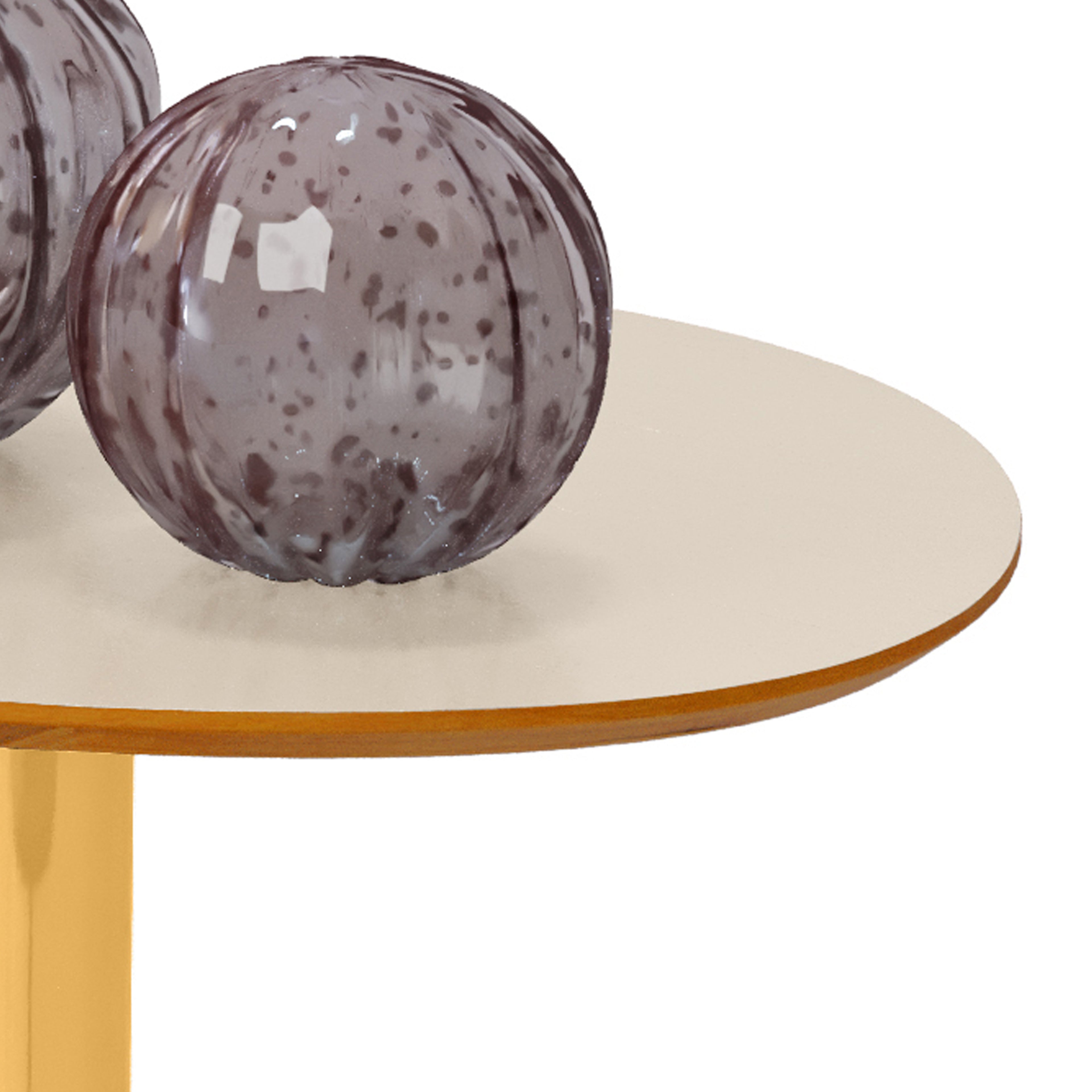 Conjunto Mesa Lateral Vitta Design Orgânico em MDF Haste Dourada Para Decoração - LH Móveis