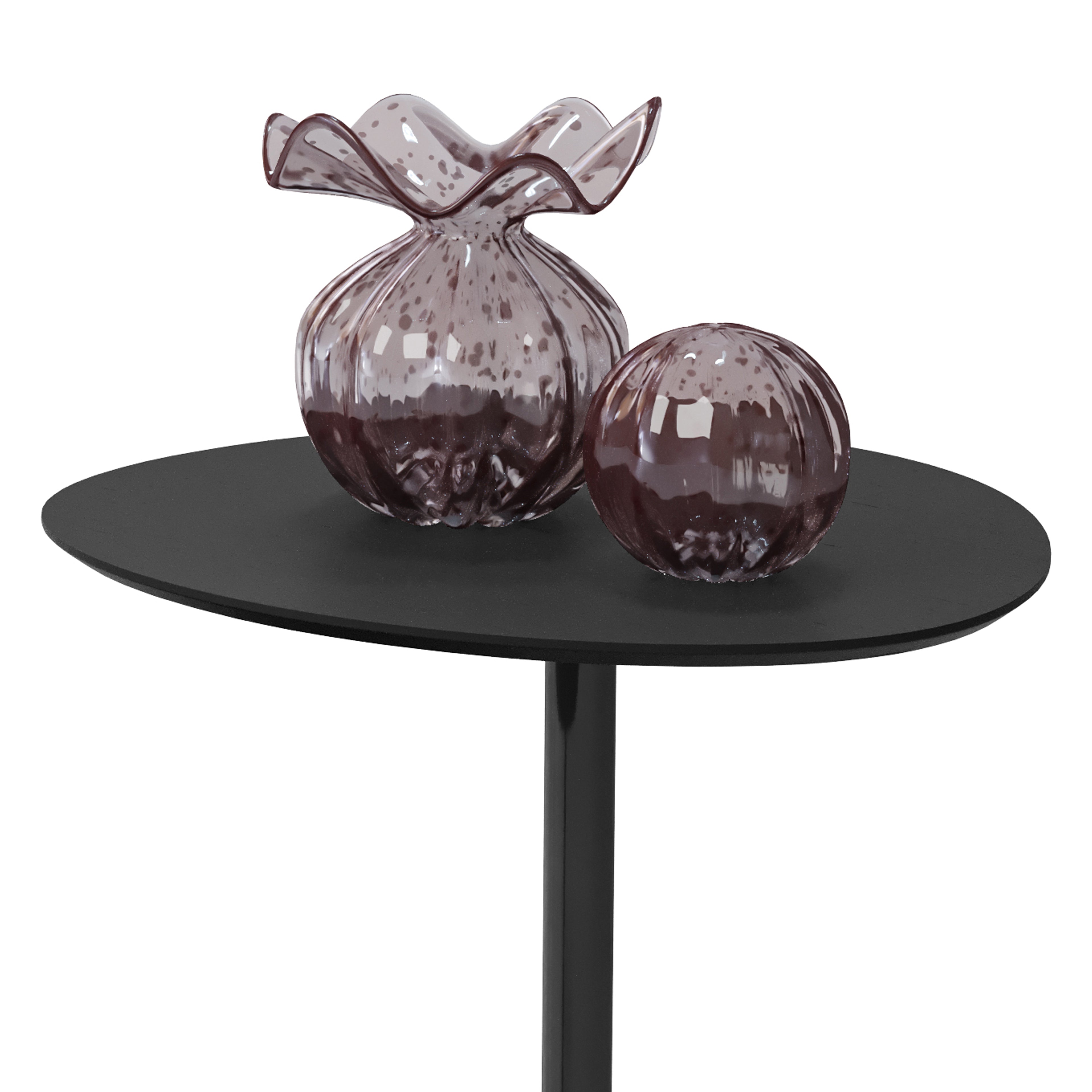 Mesa Lateral Unitária Vitta Design Orgânico em MDF Com Haste em Aço Preta - LH Móveis