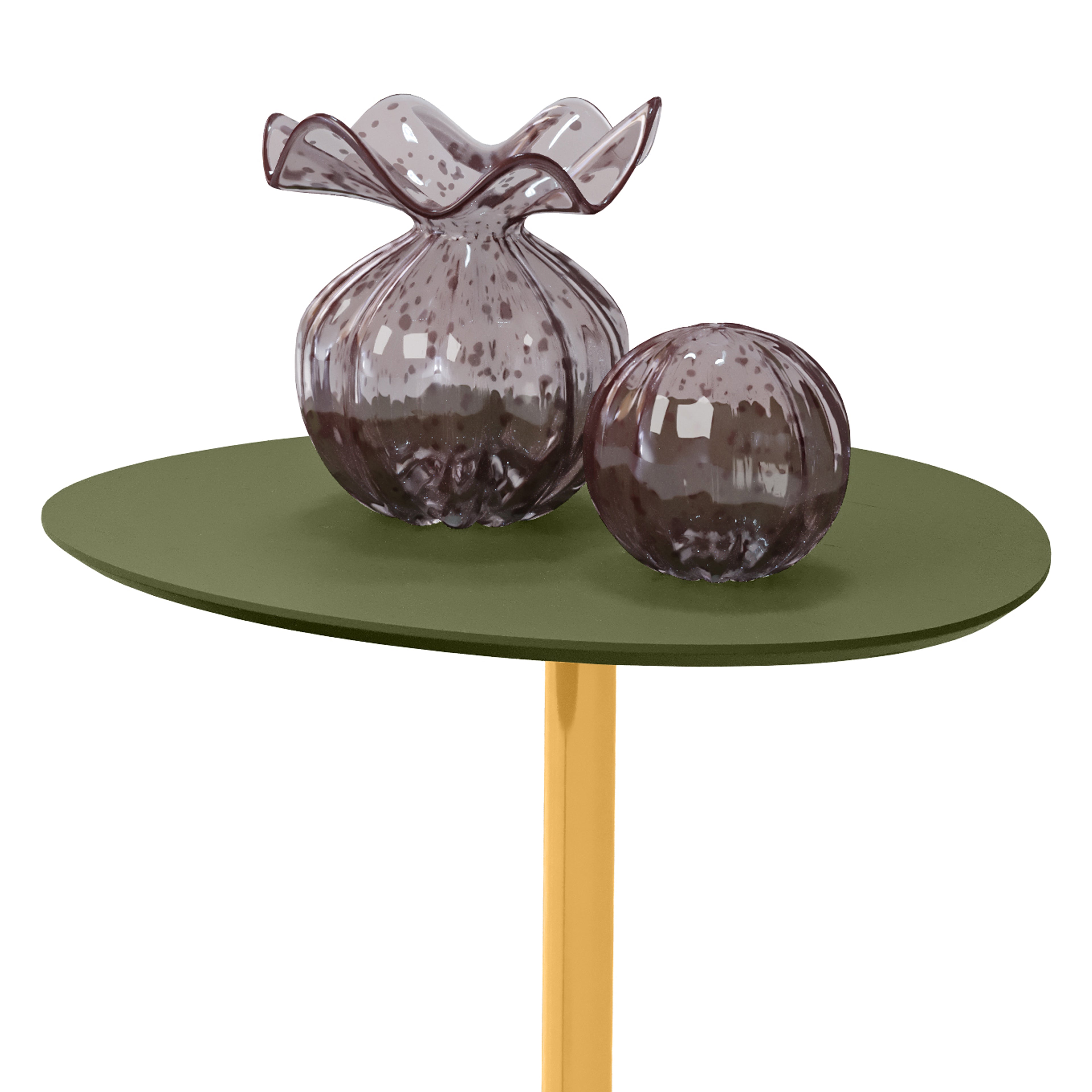 Mesa Lateral Orgânica Vitta Haste em Aço Dourado Unitária em MDF - LH Móveis