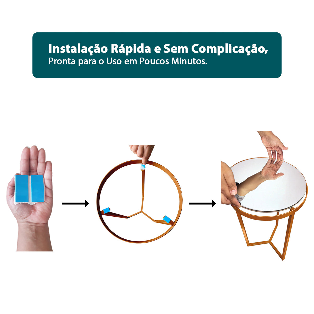 Conjunto Mesa Lateral Steel Glass Base de Aço Tampo com Espelho Estilo Industrial - LH Móveis