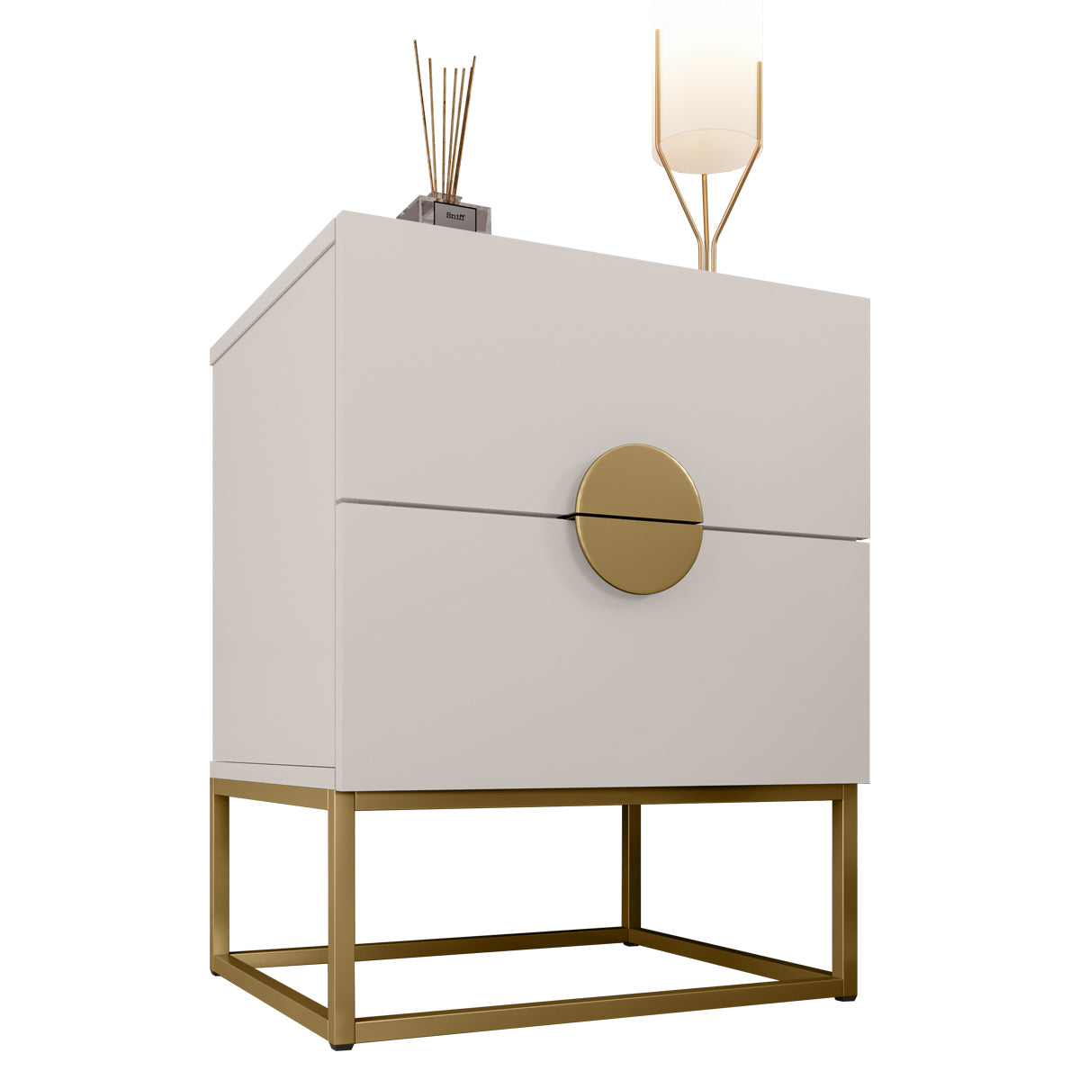 Kit 02 Mesa de Cabeceira Steel Luxo Modelo Industrial Com Pés de Aço e Puxador Meia Lua - LH Móveis