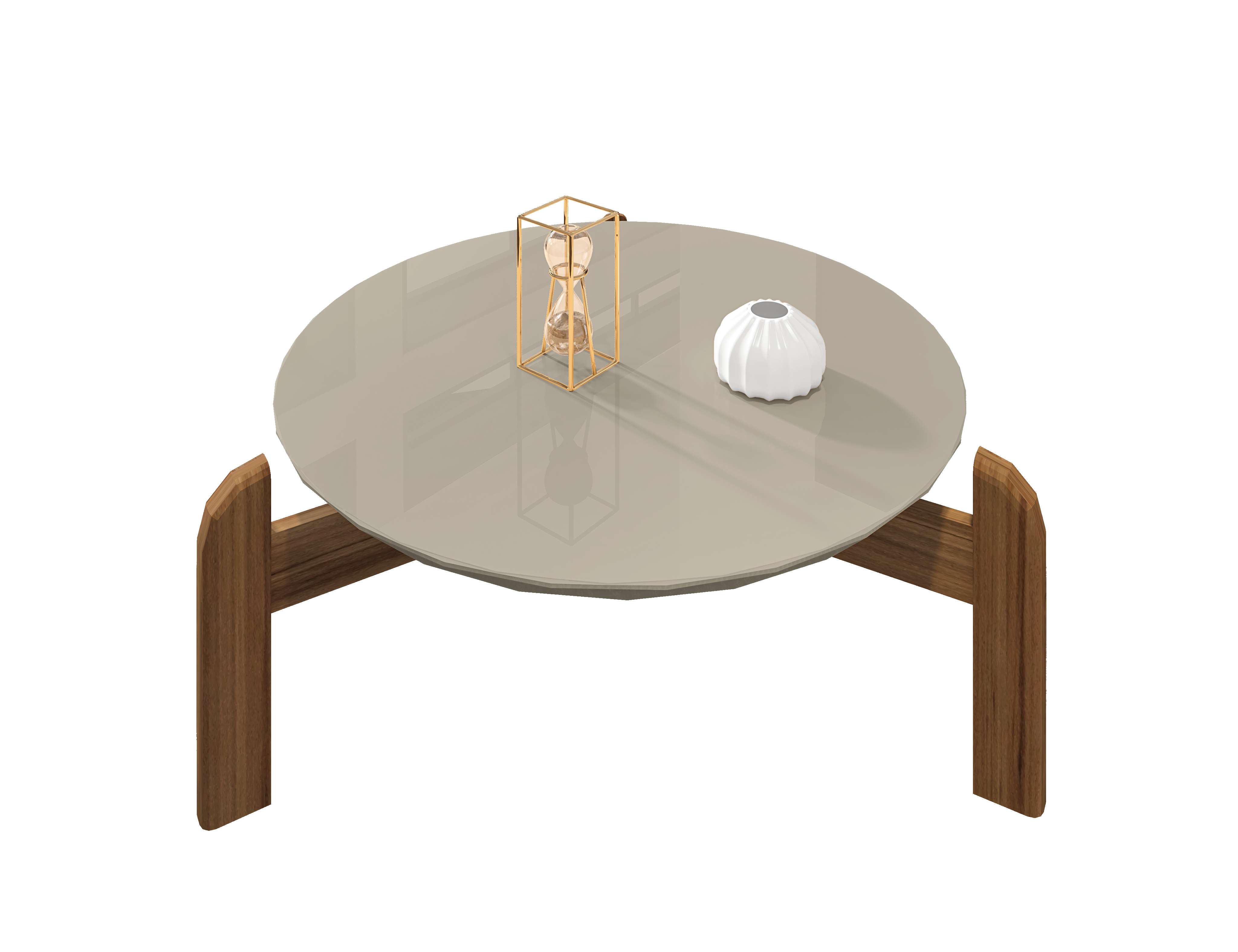 Mesa de Centro Lizz Tampo em MDF Apoio Com Base de Madeira Decorativa Lateral - LH Móveis