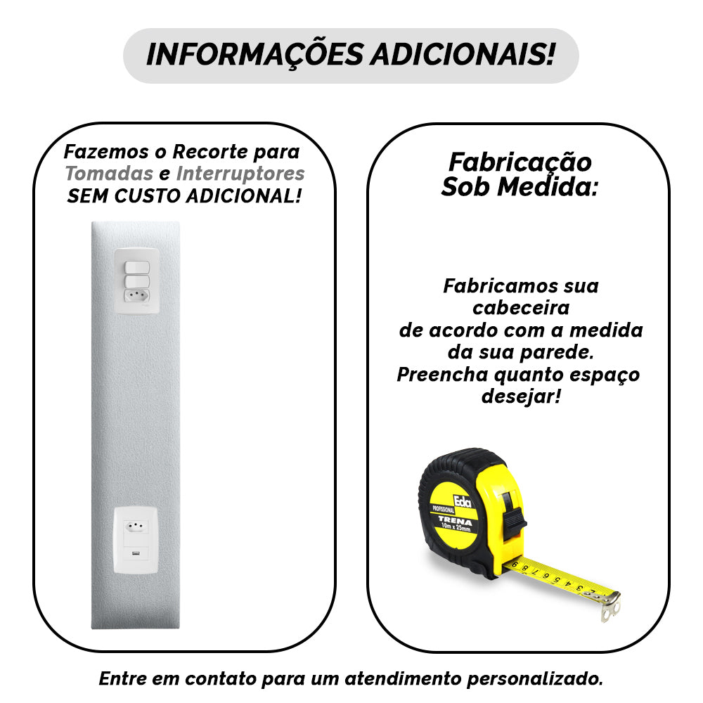 Módulo Estofado Adesivo 120x20cm Cabeceira em Placas Adesivas Unitárias - LH Móveis