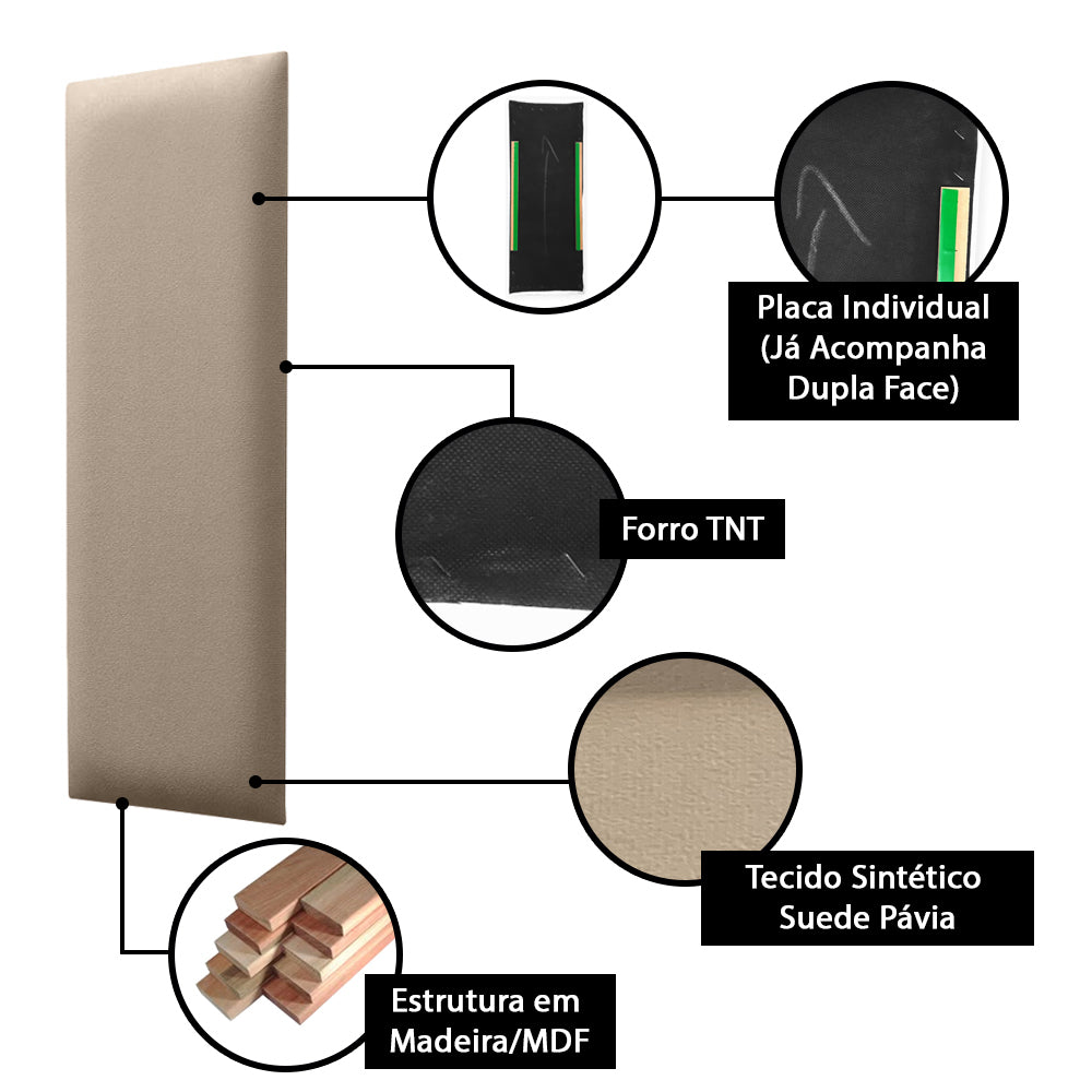 Módulo Estofado Adesivo 60x20 Para Cabeceira Placa Linear Unitário Várias Cores - LH Móveis