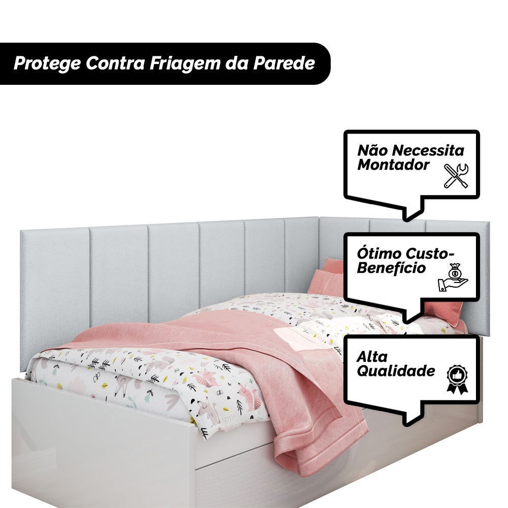 Conjunto 3 Módulos Estofado 55x30 Fácil Instalação com Dupla Face - LH Móveis