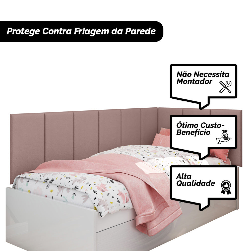 Módulo Adesivo 55x30 cm Cabeceira Estofada em Placas Linear Unitário Várias Cores - LH Móveis