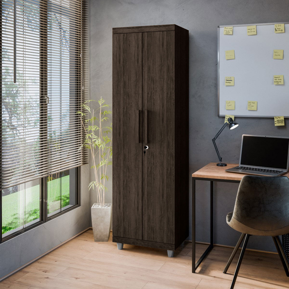 Armário Multiuso Pallas Organizador Home Office Lavanderia 2 Portas Com Fechadura - LH Móveis