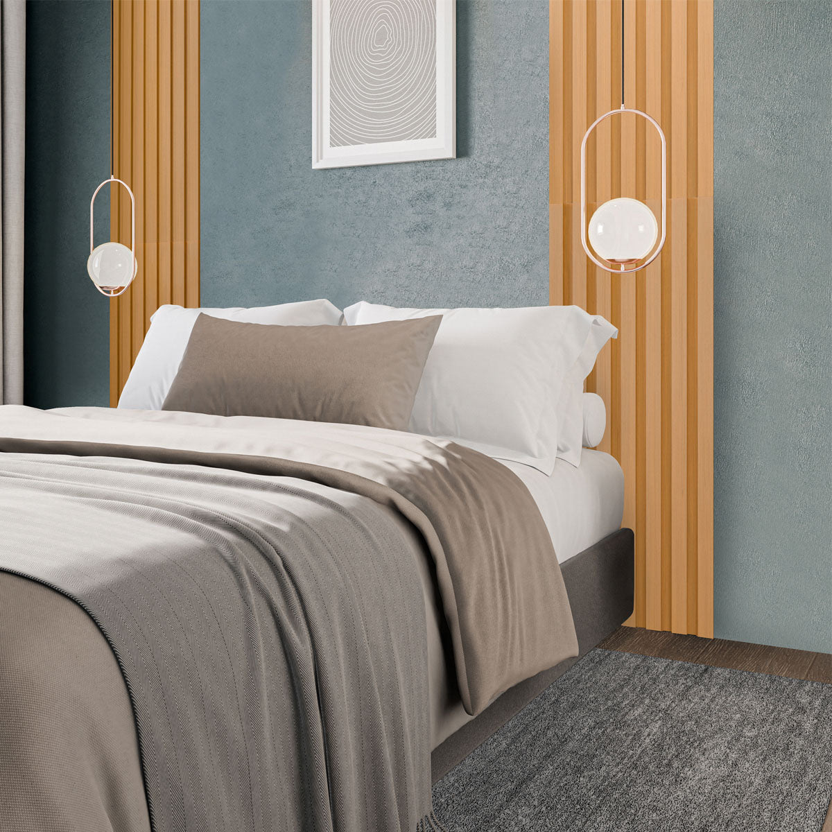 Kit 2 Módulos Ripados 115x52,5cm Placas Decorativas Para Quarto Sala De Estar - LH Móveis