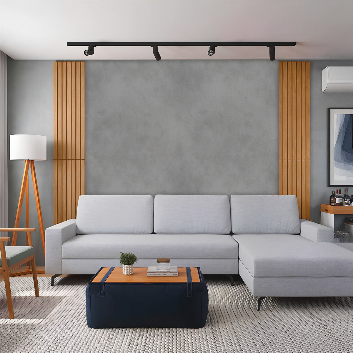 Kit 2 Módulos Ripados 115x52,5cm Placas Decorativas Para Quarto Sala De Estar - LH Móveis