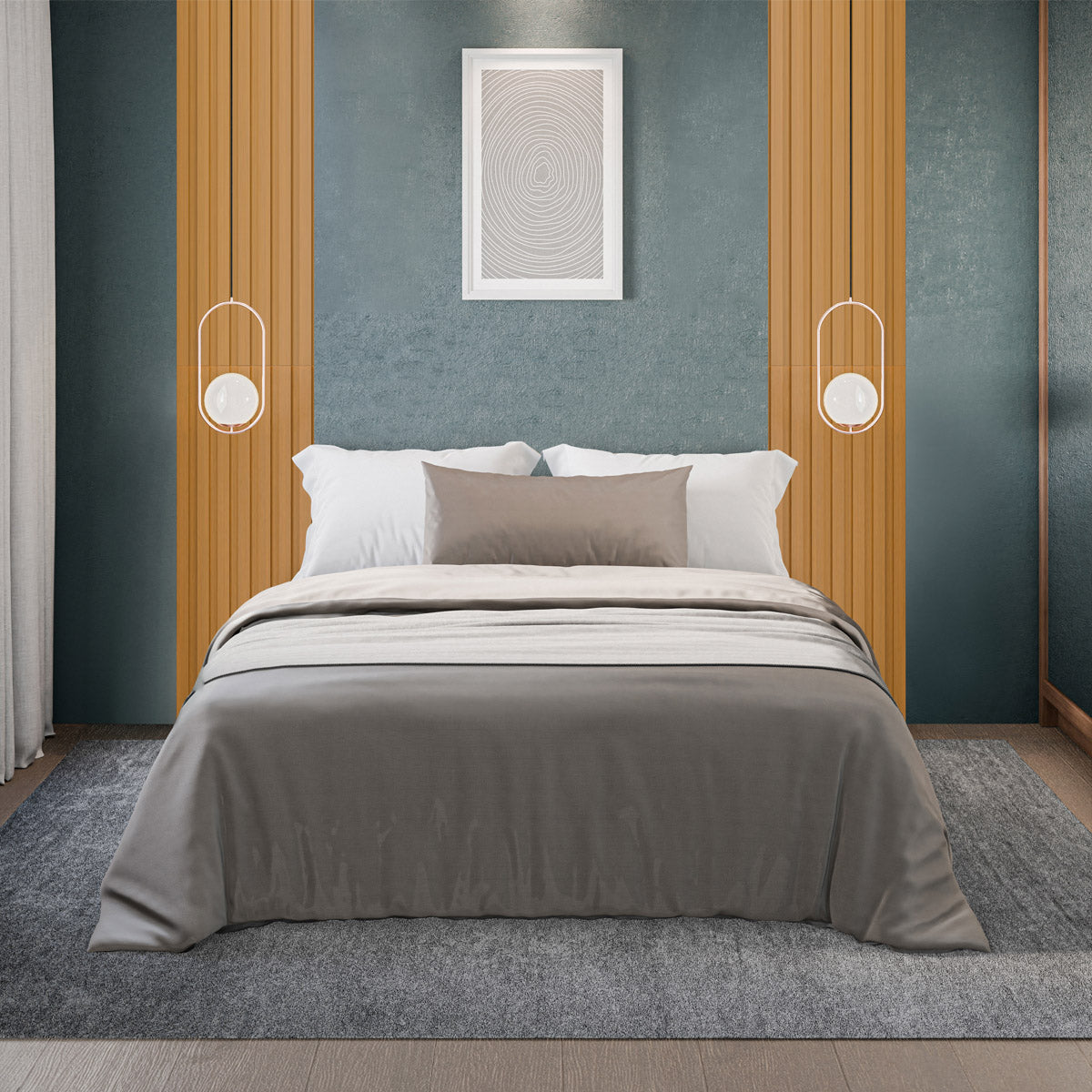 Kit 2 Módulos Ripados 115x52,5cm Placas Decorativas Para Quarto Sala De Estar - LH Móveis