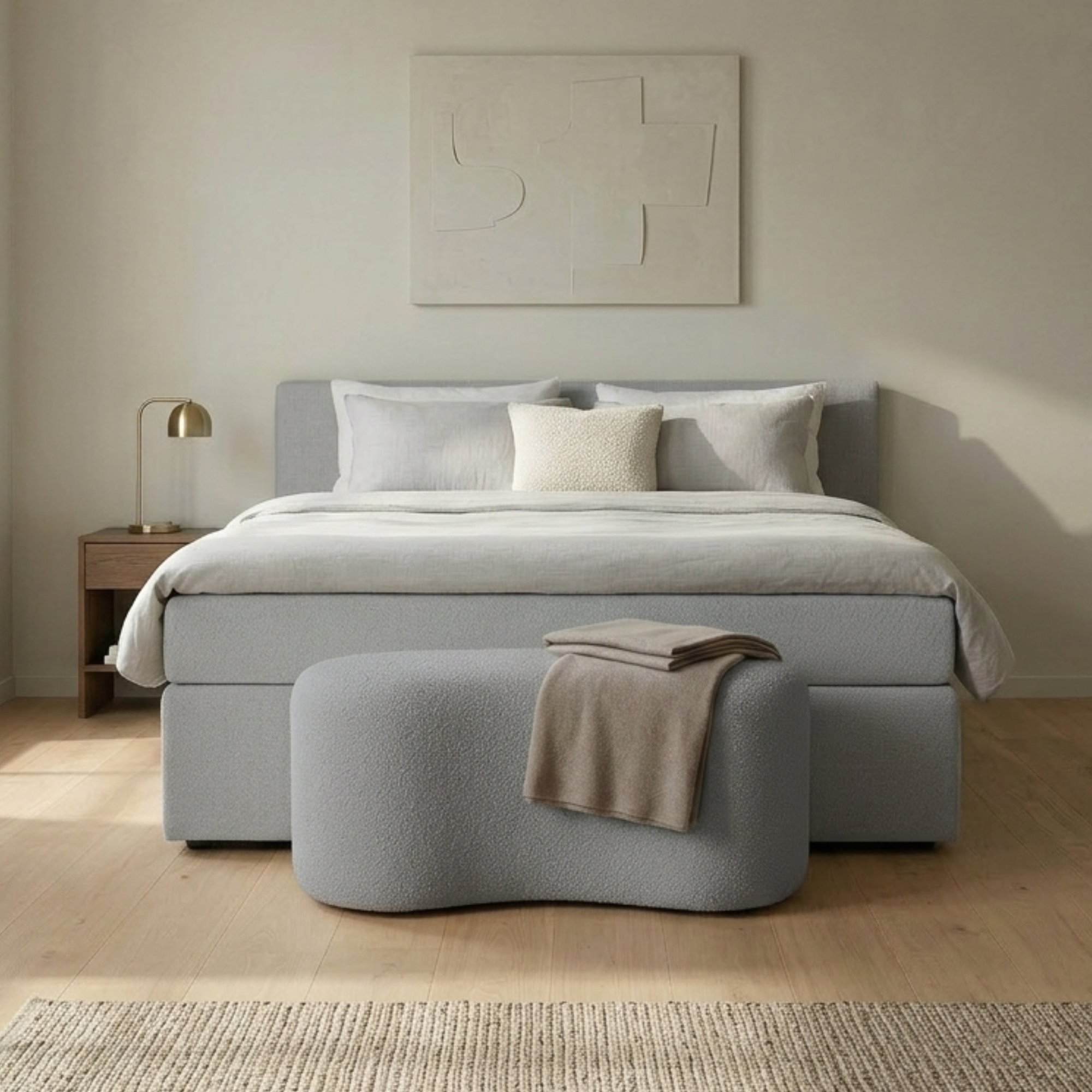 Puff Decorativo Orgânico em Bouclê Formato Feijão Design Moderno Balli – LH Móveis