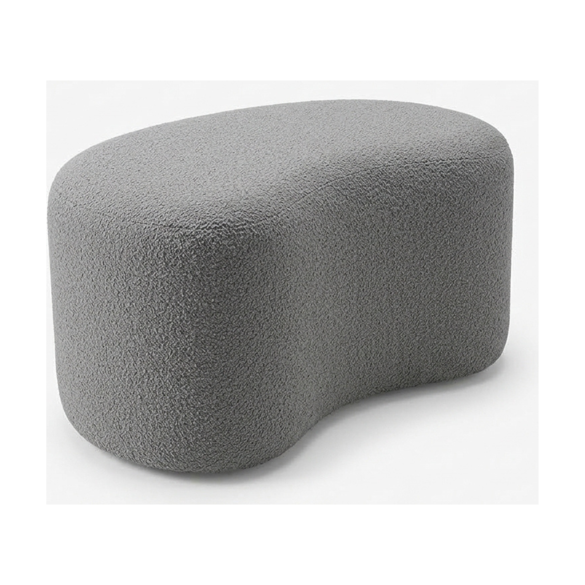 Puff Decorativo Orgânico em Bouclê Formato Feijão Design Moderno Balli – LH Móveis