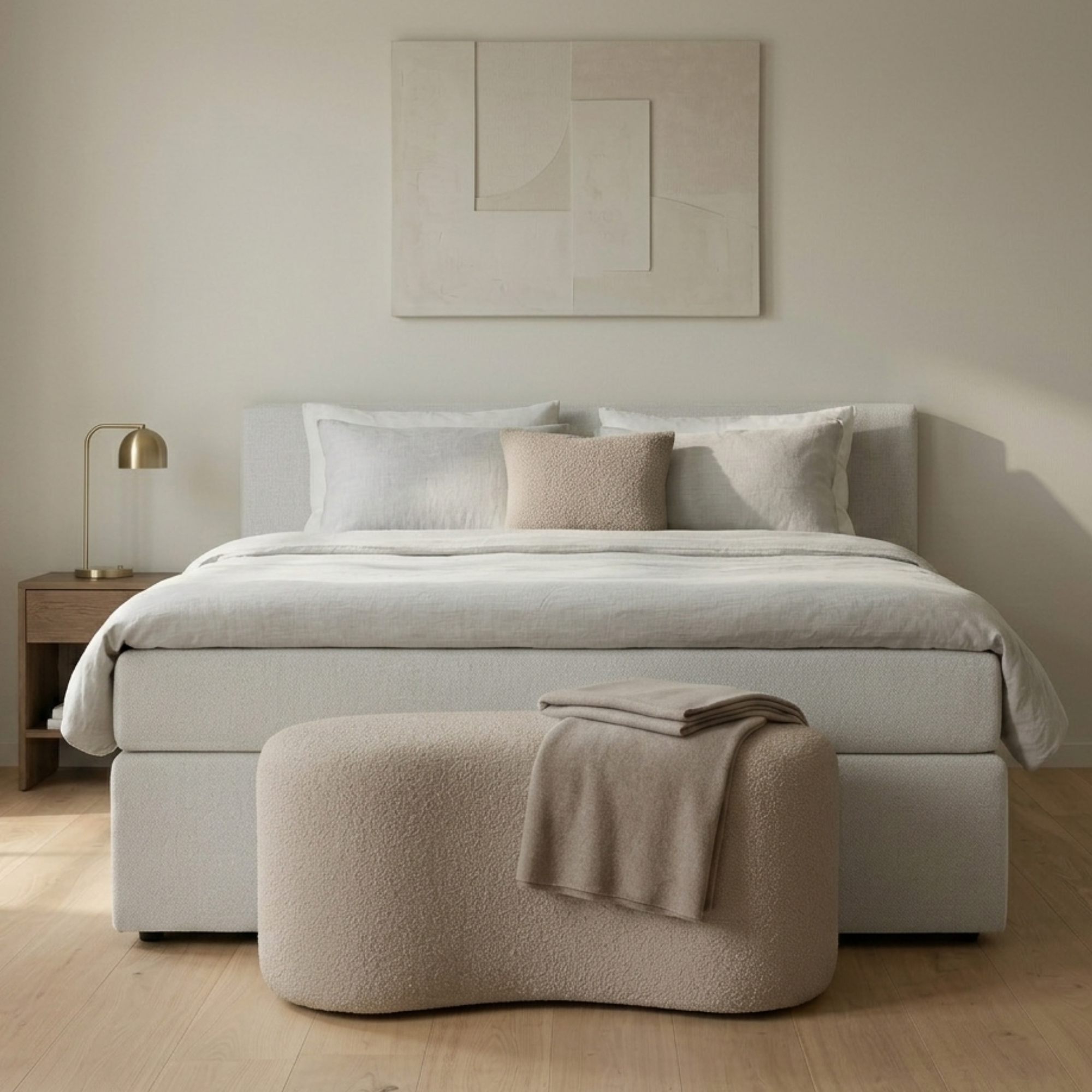 Puff Decorativo Orgânico em Bouclê Formato Feijão Design Moderno Balli – LH Móveis