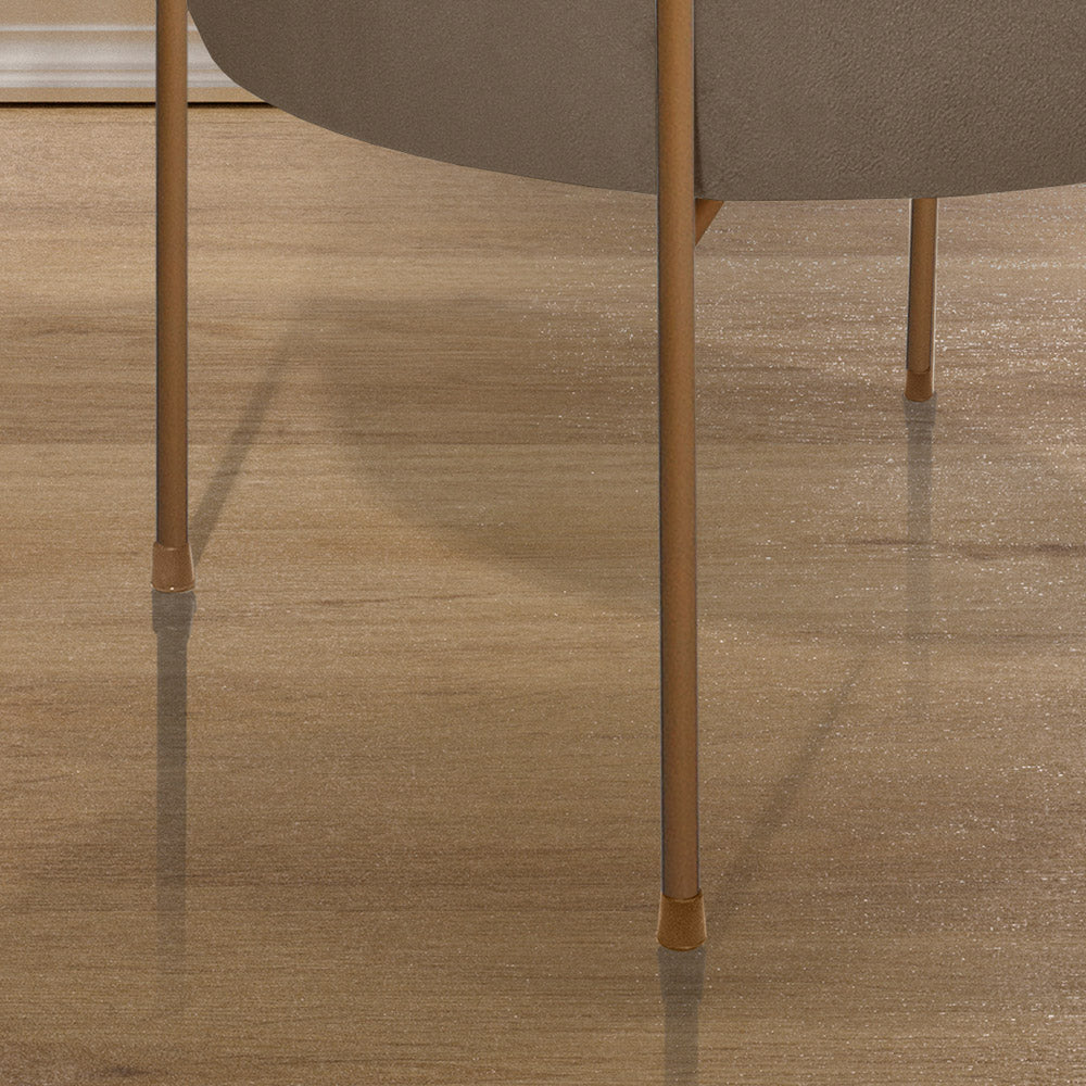 Puff Decorativo Redondo Dublin Estofado Pés de Ferro - LH Móveis