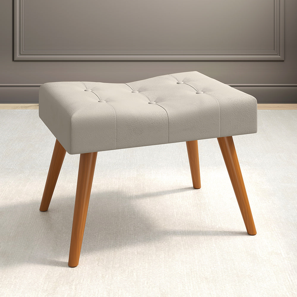 Puff Banqueta Lorena Pés Palito Retrô Estofado - LH Móveis