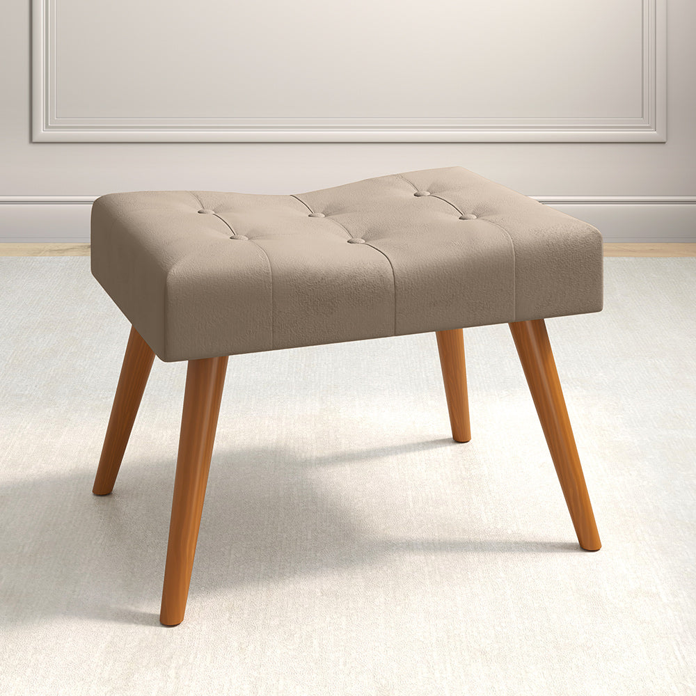 Puff Banqueta Lorena Pés Palito Retrô Estofado - LH Móveis