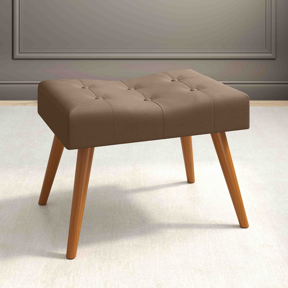 Puff Banqueta Lorena Pés Palito Retrô Estofado - LH Móveis