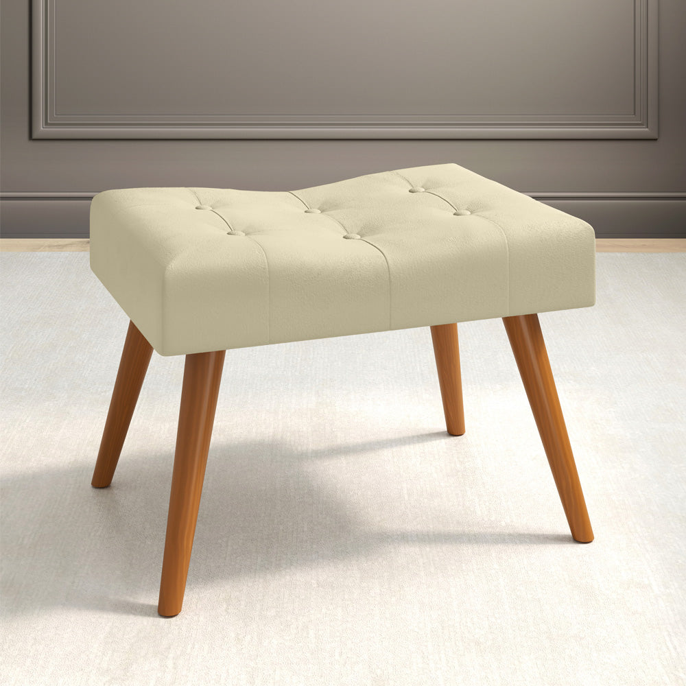 Puff Banqueta Lorena Pés Palito Retrô Estofado - LH Móveis