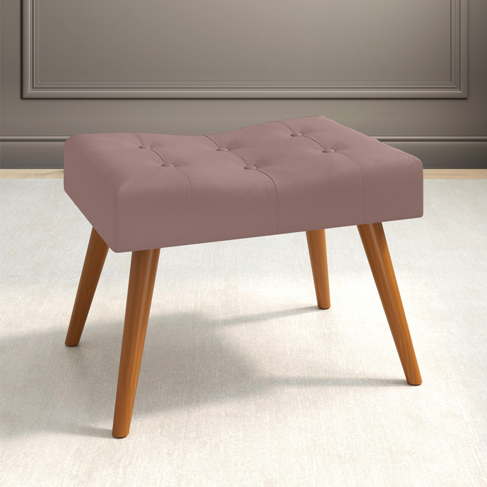 Puff Banqueta Lorena Pés Palito Retrô Estofado - LH Móveis