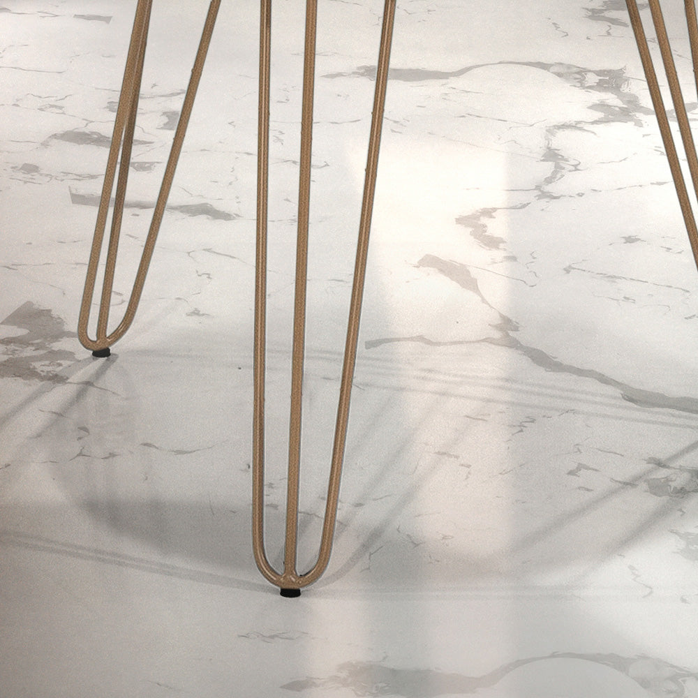 Puff Luanda Redondo Estofado com Pés de Ferro Estrutura em Madeira - LH Móveis