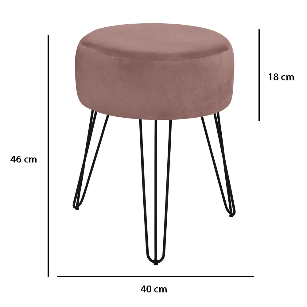 Puff Luanda Redondo Pé Preto Estrutura de Madeira Decorativo - LH Móveis