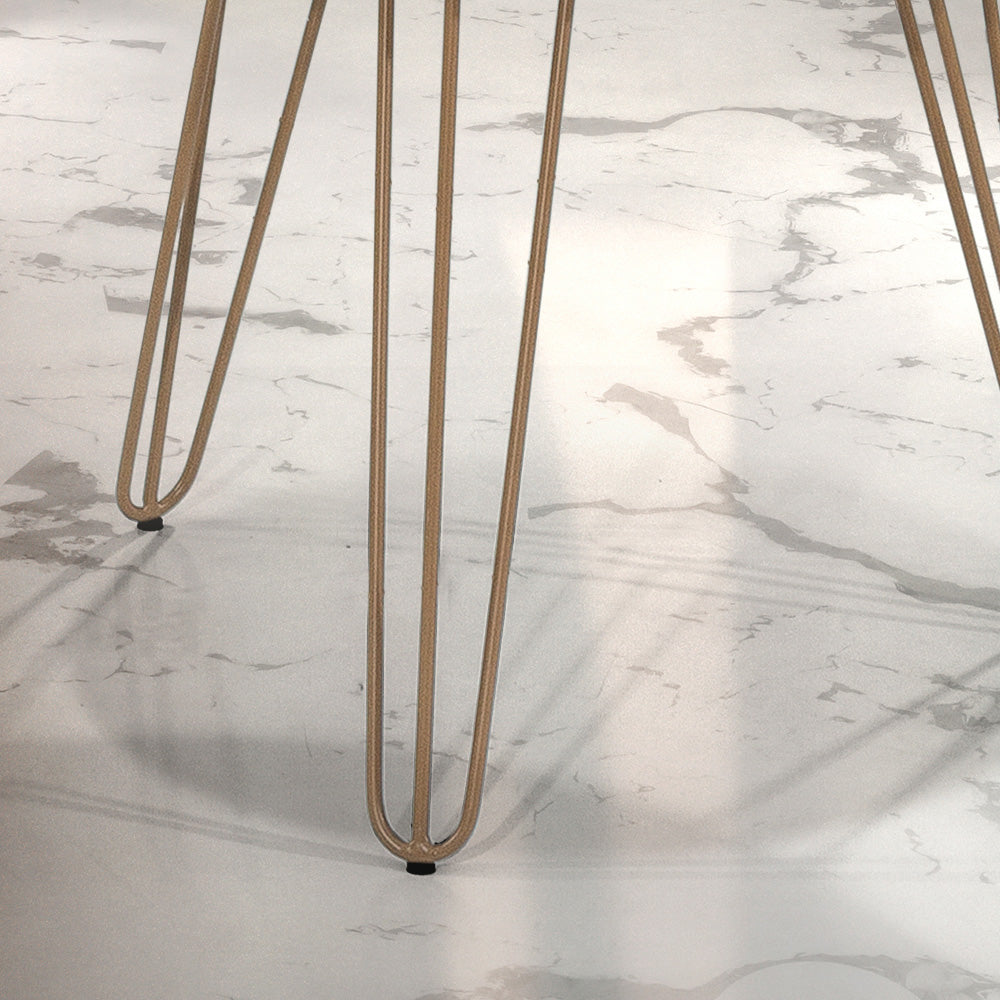 Puff Pelúcia Sofia Redondo Decorativo Pés de Ferro Estrutura em Madeira - LH Móveis