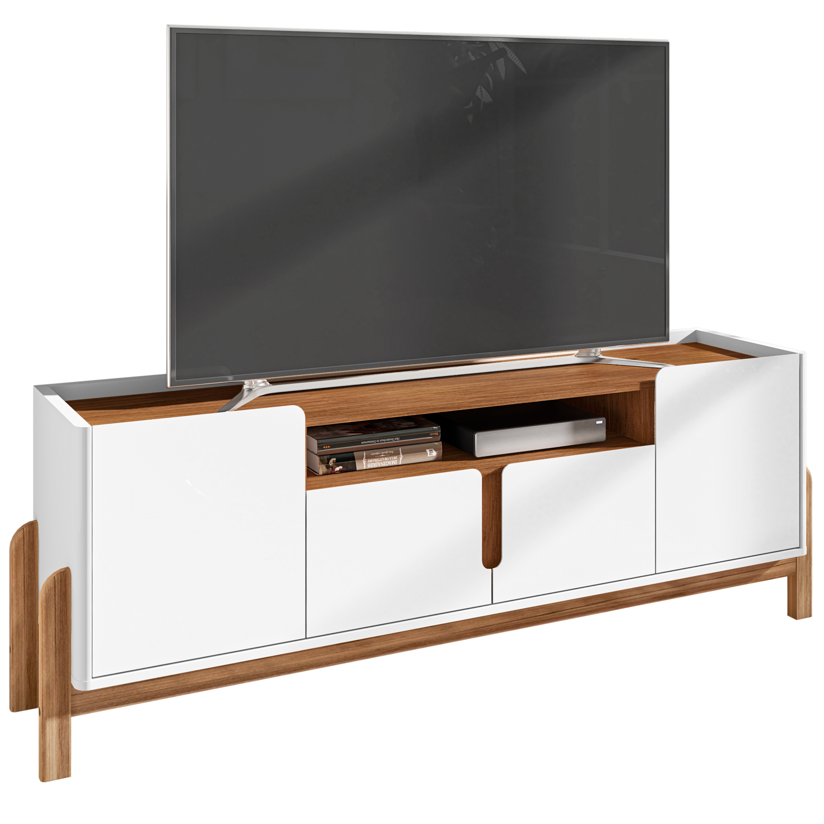 Rack Lizz 190cm para TVs Até 60 Polegadas Com Detalhes Curvo Base de Madeira - LH Móveis
