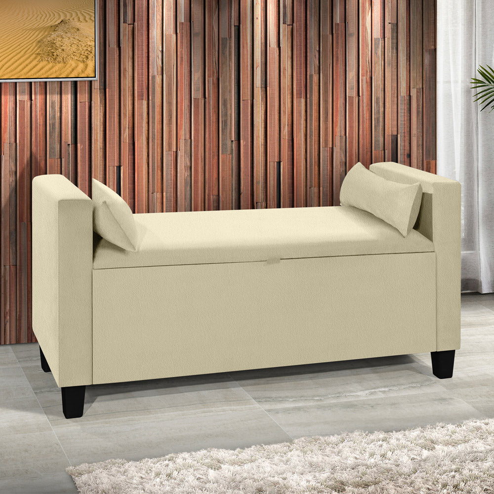 Recamier Baú Estofado Calçadeira Barcelona Banco Para Cama Box Queen - LH Móveis