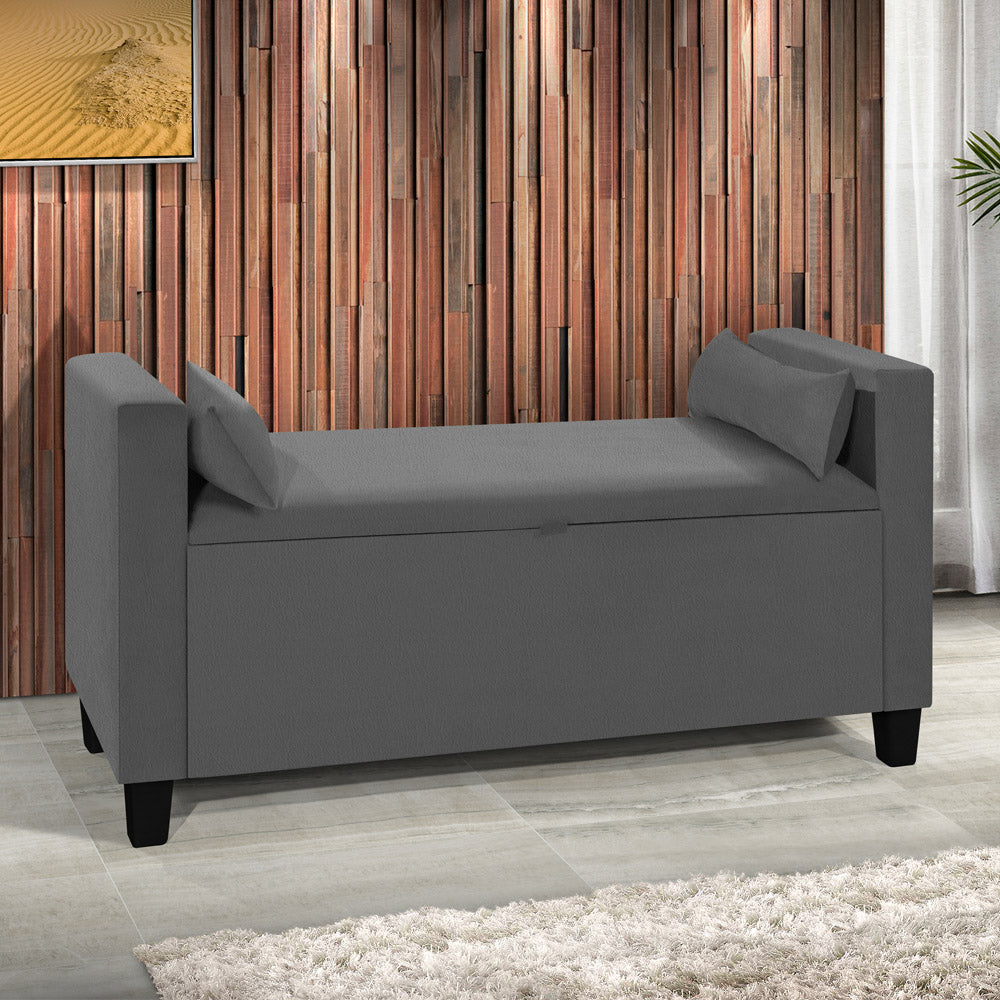 Recamier Baú Estofado Calçadeira Barcelona Banco Para Cama Box Queen - LH Móveis