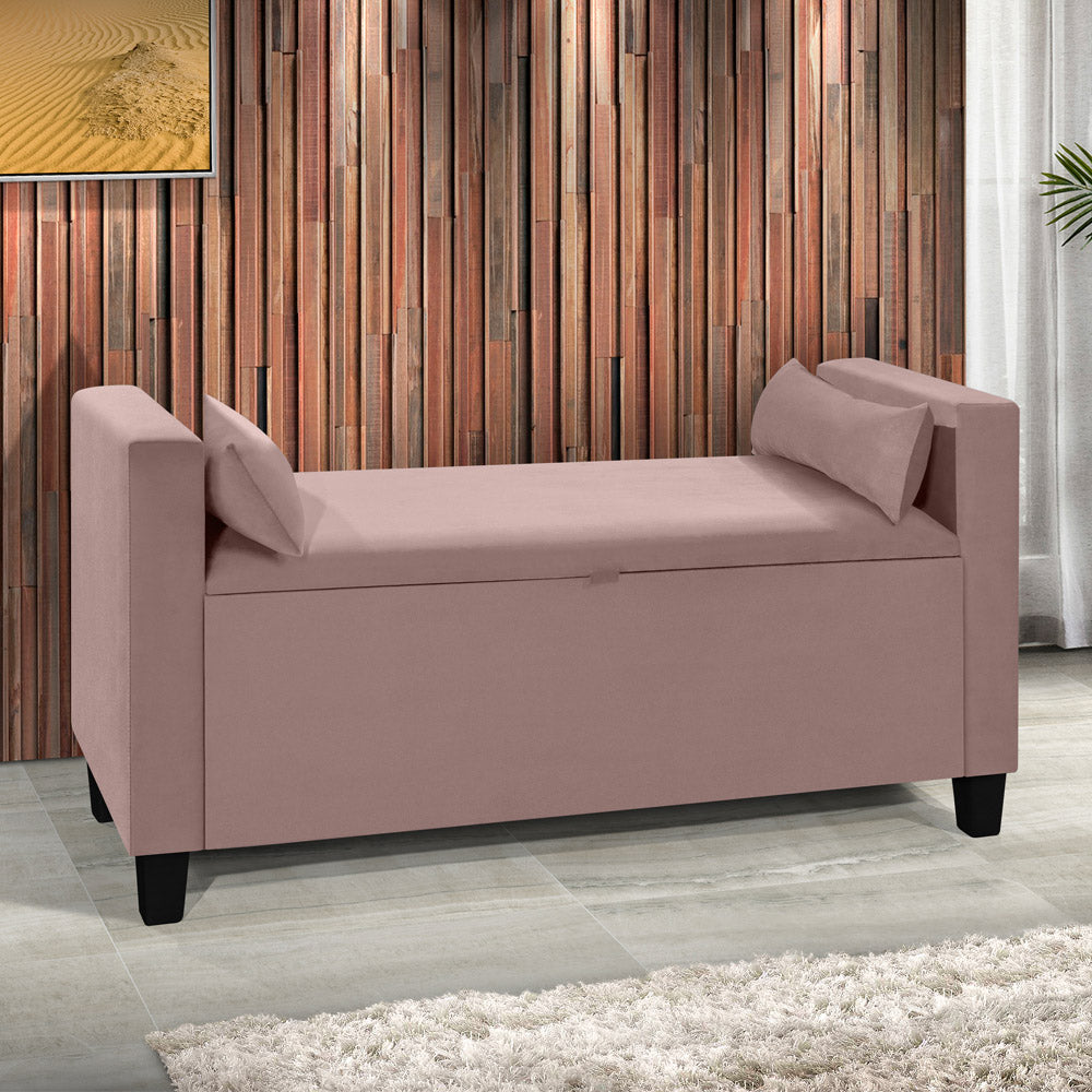 Recamier Baú Estofado Calçadeira Barcelona Banco Para Cama Box Queen - LH Móveis