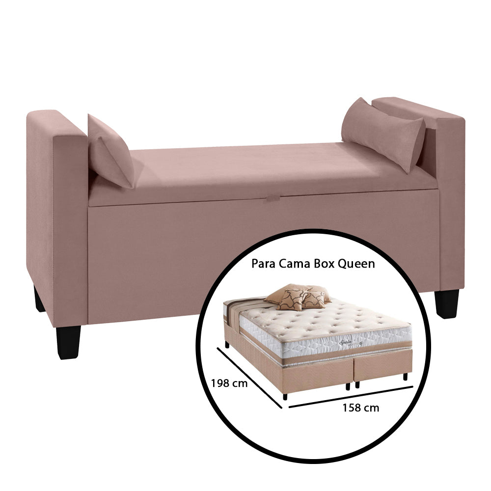 Recamier Baú Estofado Calçadeira Barcelona Banco Para Cama Box Queen - LH Móveis