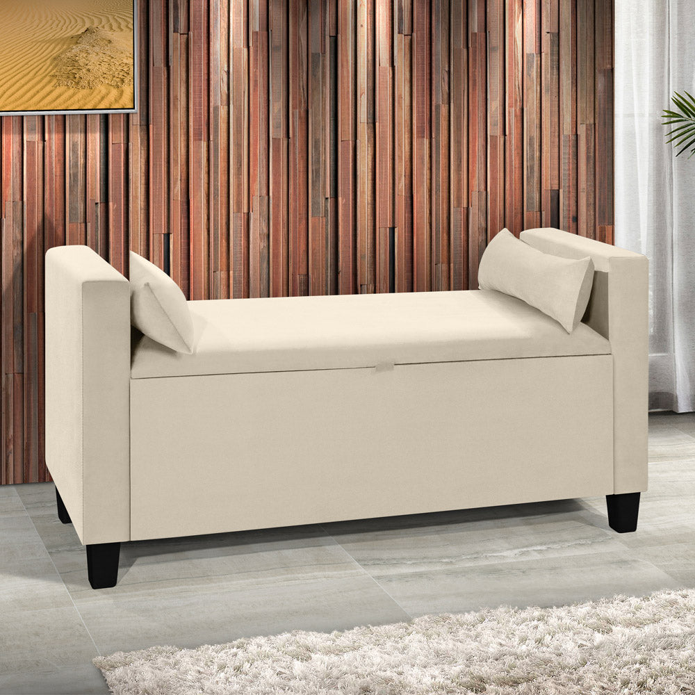 Recamier Baú Estofado Calçadeira Barcelona Banco Para Cama Box Queen - LH Móveis