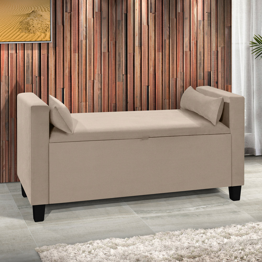 Recamier Baú Estofado Calçadeira Barcelona Banco Para Cama Box Queen - LH Móveis