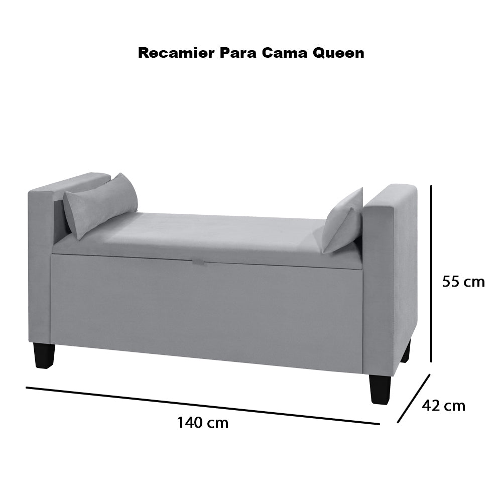 Recamier Baú Estofado Calçadeira Barcelona Banco Para Cama Box Queen - LH Móveis
