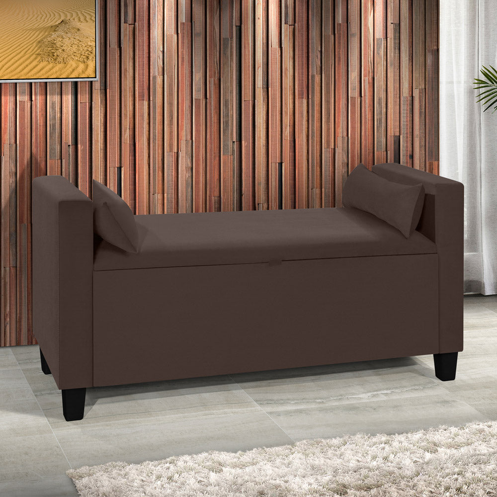 Recamier Baú Estofado Calçadeira Barcelona Banco Para Cama Box Queen - LH Móveis