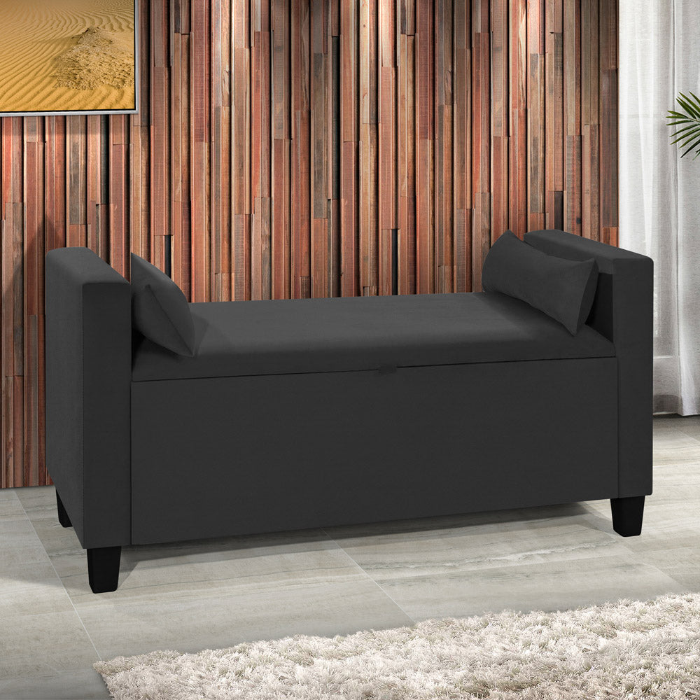 Recamier Baú Estofado Calçadeira Barcelona Banco Para Cama Box Queen - LH Móveis