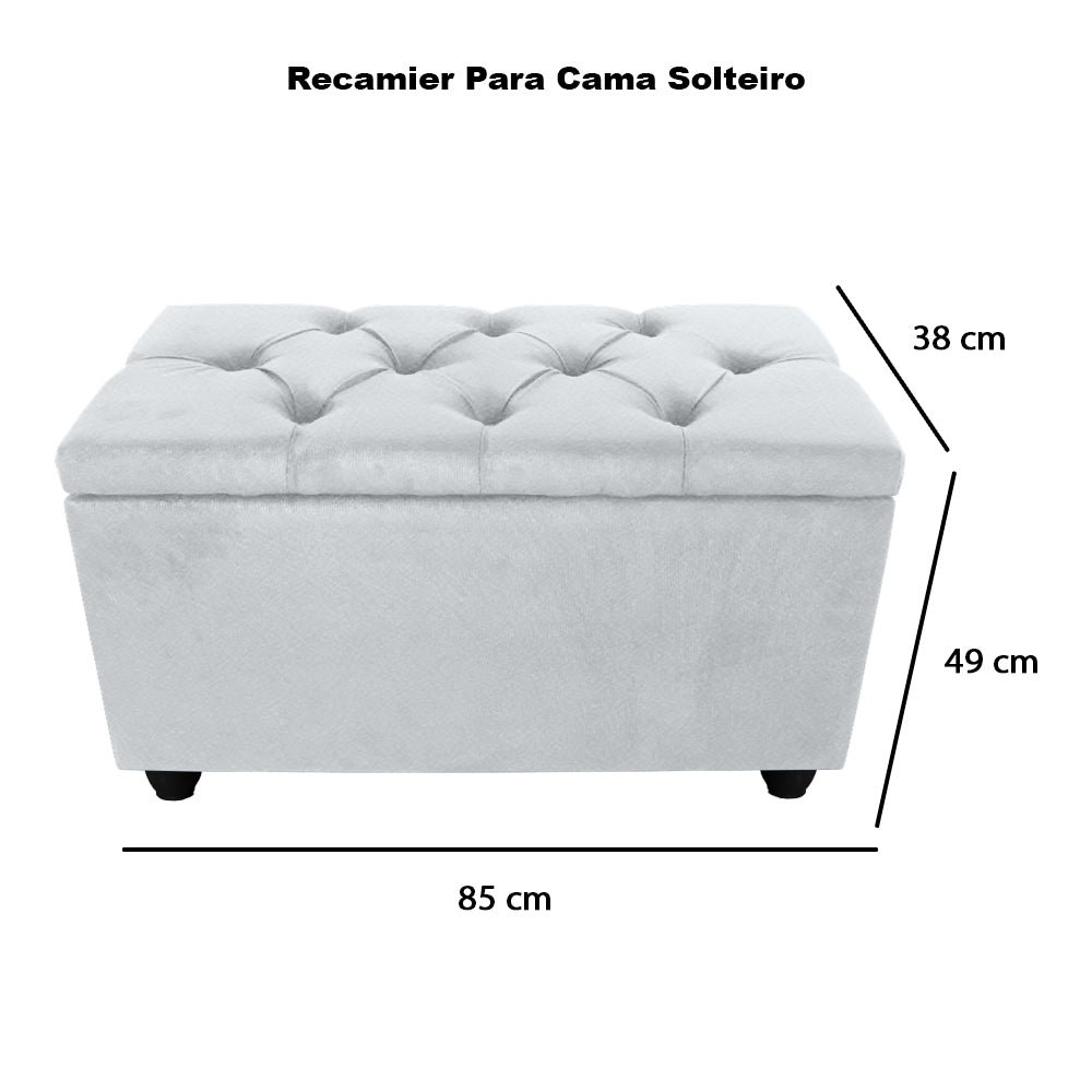 Baú Recamier Capitonê 85cm Para Cama Solteiro Intense Várias Cores - LH Móveis