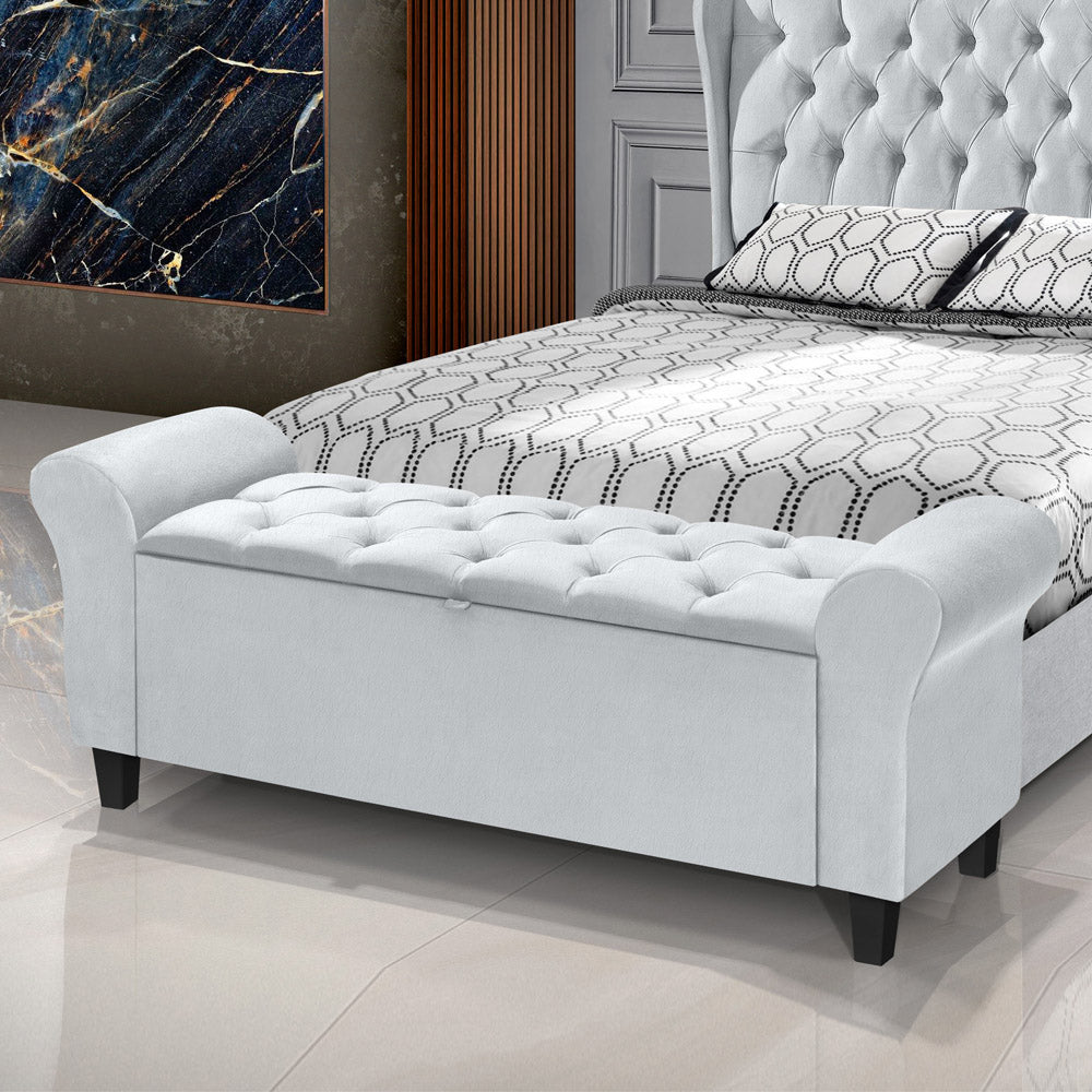 Recamier Baú Banco para Cama Box King 180cm Dubai Detalhe Capitonê com Pés - LH Móveis