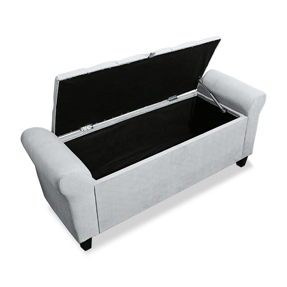 Recamier Baú Banco para Cama Box King 180cm Dubai Detalhe Capitonê com Pés - LH Móveis