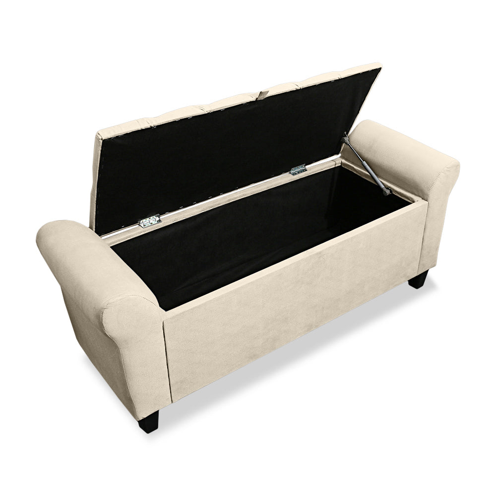Recamier Baú Calçadeira Para Cama Box Queen 150 cm Dubai Estofado com Pés Detalhe Capitonê- LH Móveis