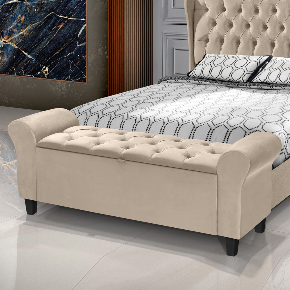 Recamier Baú Banco para Cama Box King 180cm Dubai Detalhe Capitonê com Pés - LH Móveis