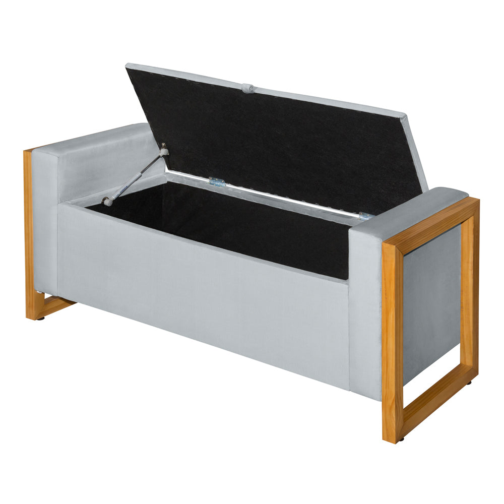 Recamier Baú Para Cama King 180cm Imperial Estofado com Pés de Madeira - LH Móveis