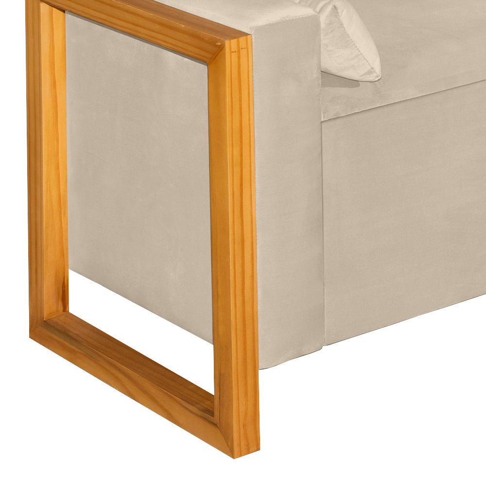 Recamier Baú Para Cama King 180cm Imperial Estofado com Pés de Madeira - LH Móveis